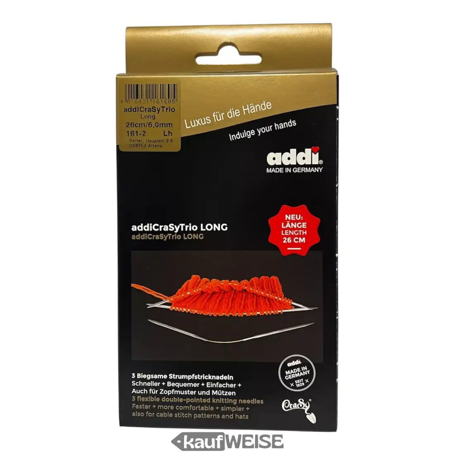 Addi CraSy Trio Stricknadeln Verpackung für flexibles Sockenstricken