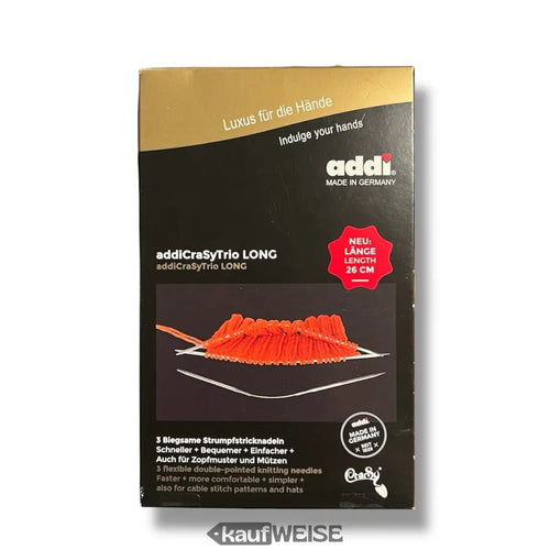Addi CraSy Trio Set Verpackung für biegsame Socken-Stricknadeln 26cm
