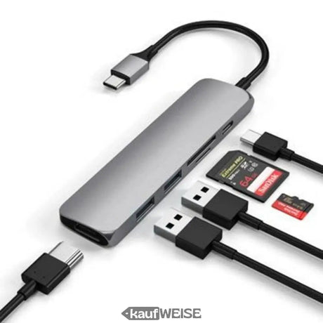 Satechi V2 Slim USB-C Multiport Adapter | 4K 60Hz HDMI & 60W PD | Space Grau