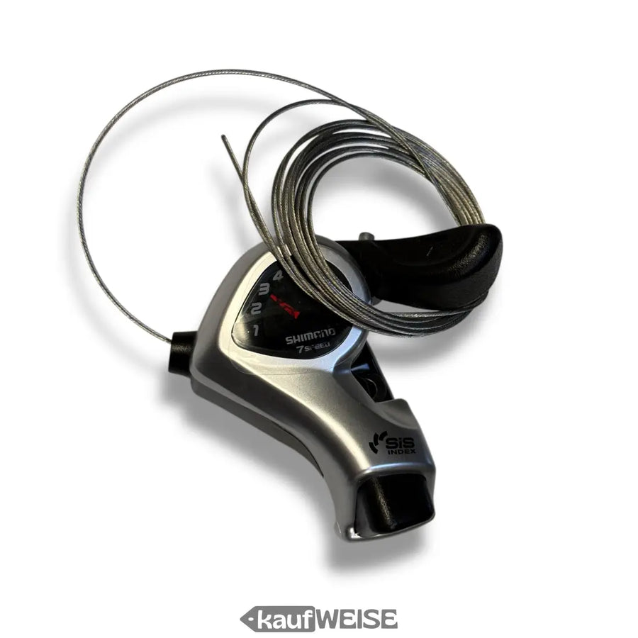 Shimano Tourney SL-TX50-7R silberner Daumenschalthebel 7-Gang rechts mit Kabel