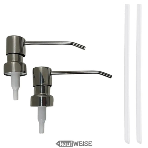 2x Seifenpumpe Dosierpumpe LANG Pumpe Edelstahl 2x Pumpkopf Aufsatz Pumpspender