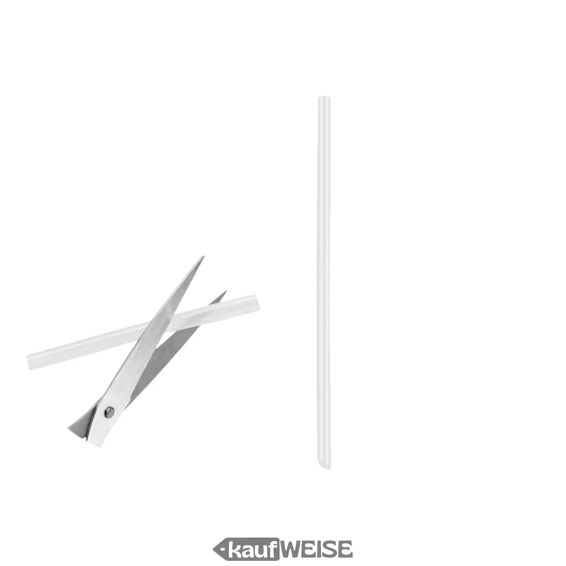 Scissors schneiden einen Strohhalm bei der Edelstahl Seifenpumpe Pumpen Set